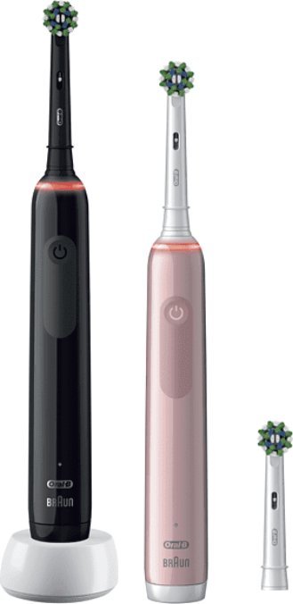 фото Набір із 2-х електричних зубних щіток Oral-B Pro 3 3900 Duo Black + Pink
