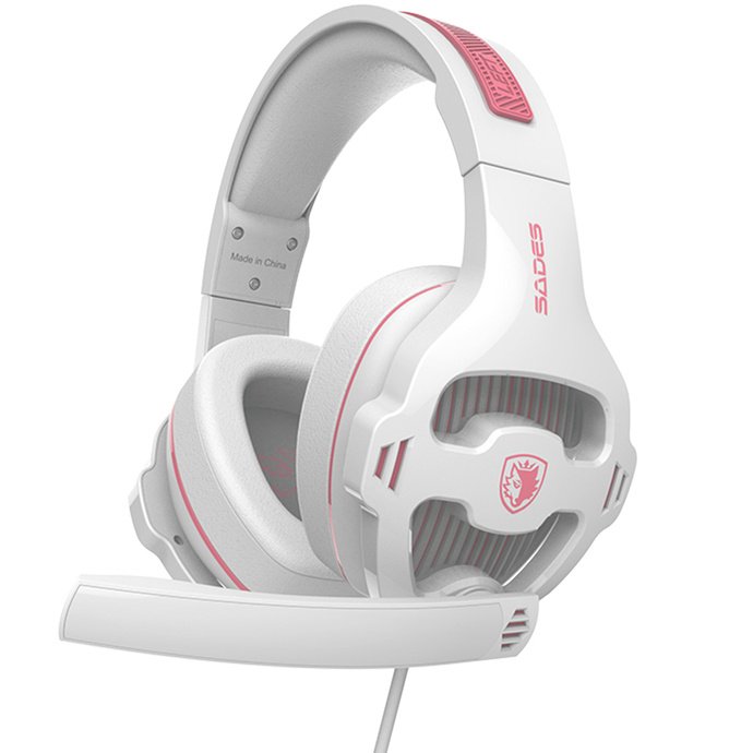 фото Навушники з мікрофоном Sades SA-726 Ppower White/Pink (SA726WPJ)