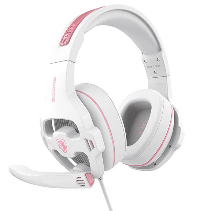 фото Навушники з мікрофоном Sades SA-726 Ppower White/Pink (SA726WPJ)