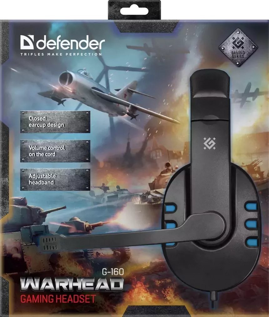 фото Навушники з мікрофоном Defender Warhead G-160 Black/Blue (64118)