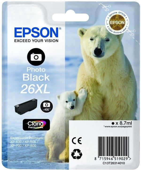 Tusz Epson tusz T263140, 26XL, photo black (C13T26314022)