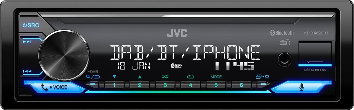 фото Бездискова MP3-магнітола JVC KD-X482DBT