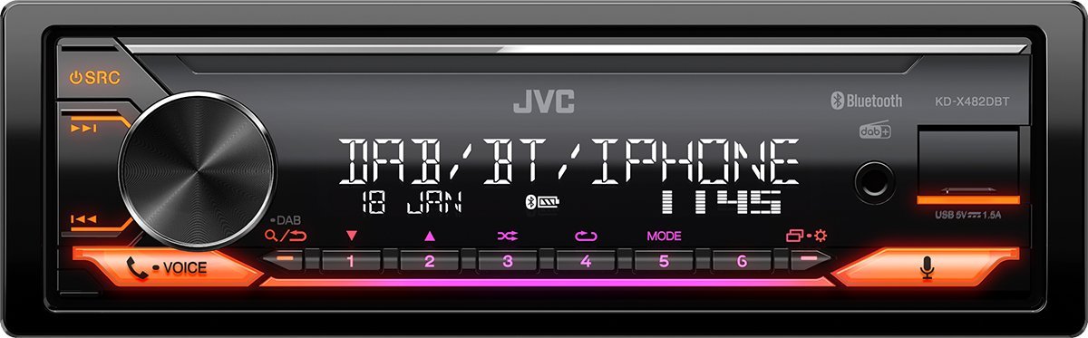 фото Бездискова MP3-магнітола JVC KD-X482DBT