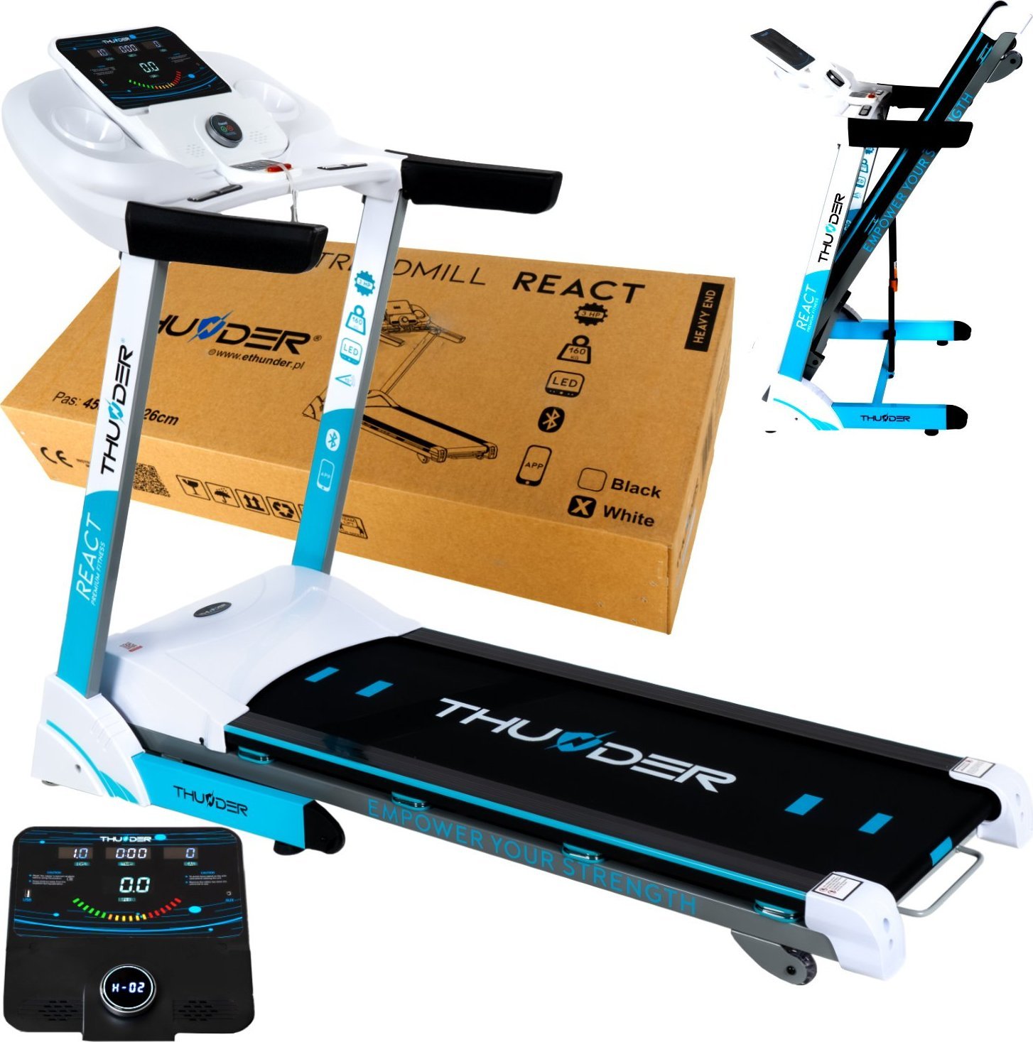 фото Бігова доріжка електрична Thunder React S White