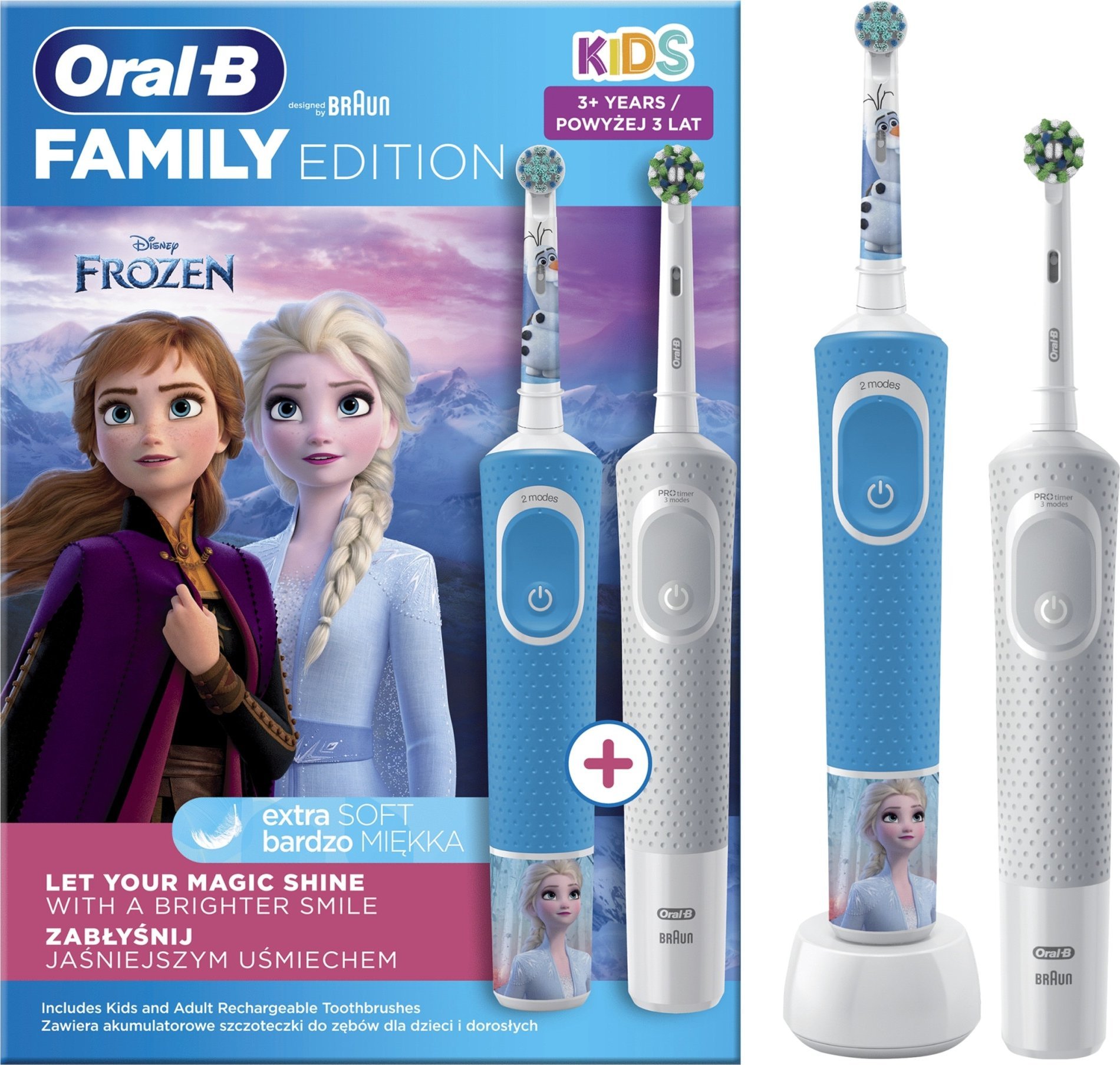фото Набір із 2-х електричних зубних щіток Oral-B Vitality Kids D100 Frozen + D103 Blue
