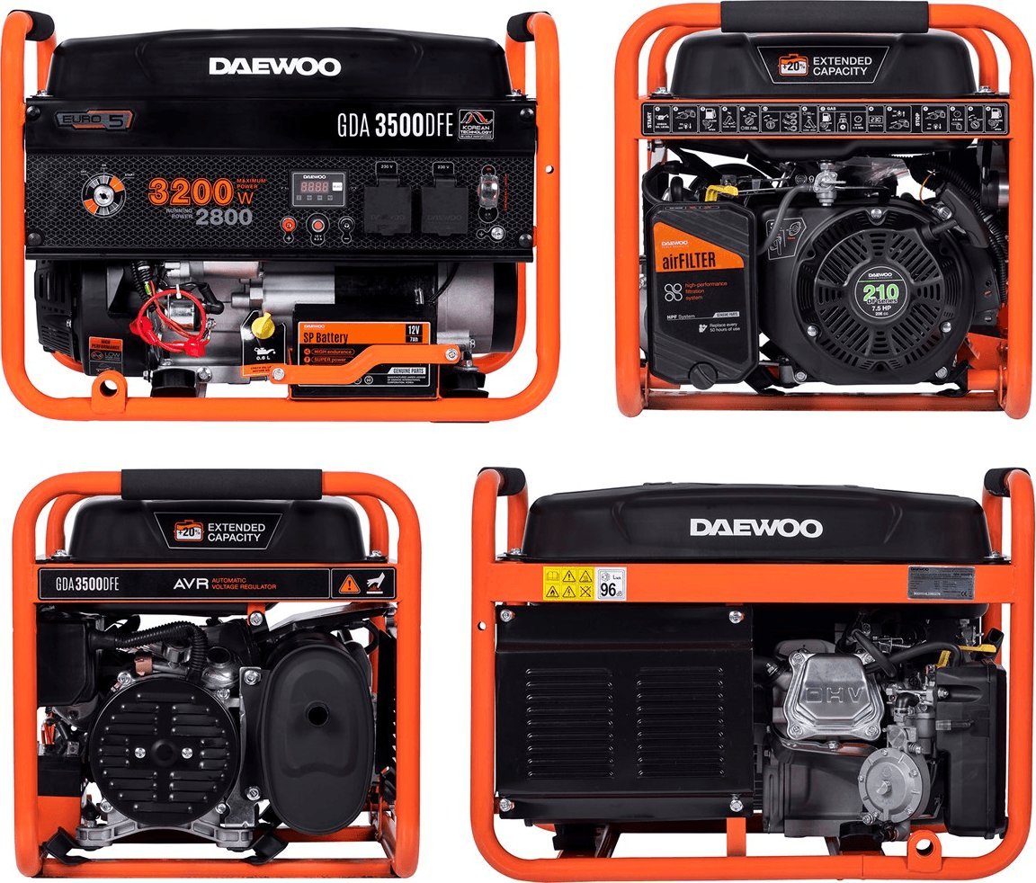 фото Комбінований генератор (газ-бензин) Daewoo Power GDA 3500DFE
