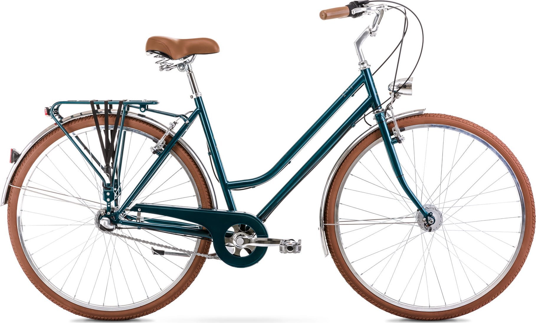 фото Велосипед міський Romet Vintage Classic D 2022 M Dark Green/Brown