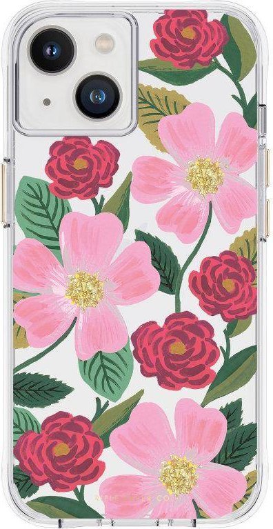 Rifle Paper Clear - Etui iPhone 14 zdobione złotem (Rose Garden)