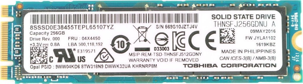 фото SSD накопичувач Toshiba 2280 256 GB (THNSFJ256GDNU)