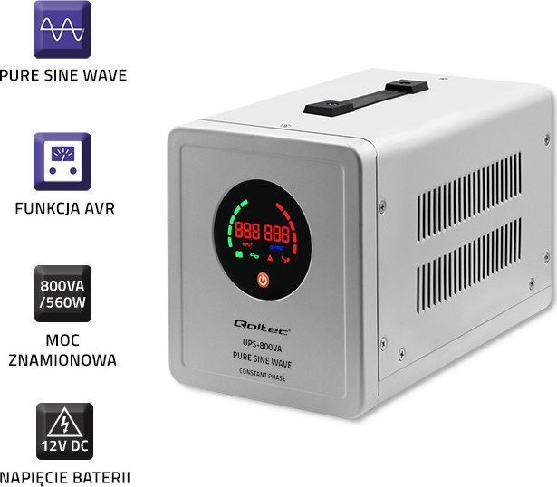 фото Лінійно-інтерактивний ДБЖ Qoltec Pure Sine Wave 800VA (50718)