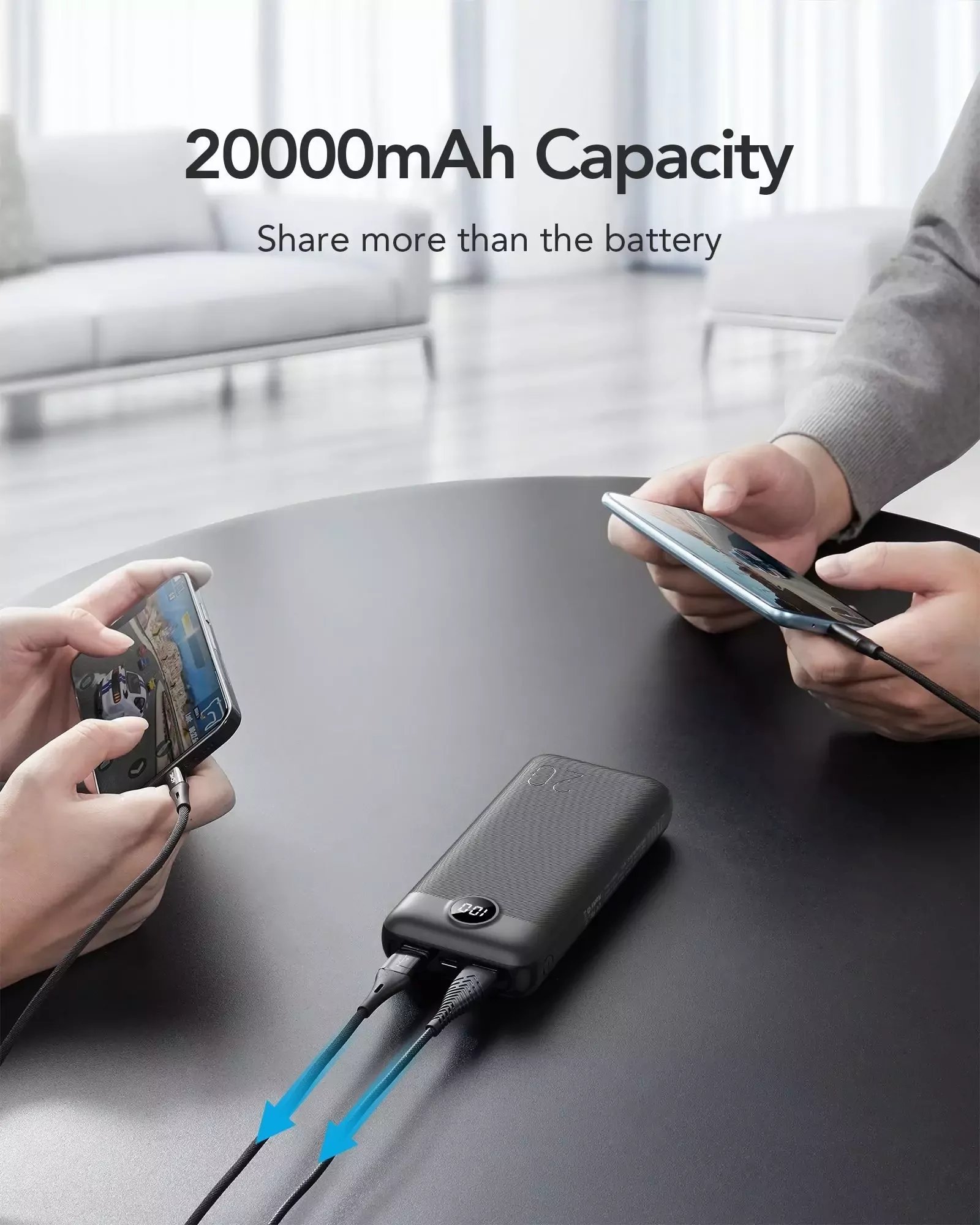 Powerbank 4kom.pl Powerbank Bateria zewnętrzna VEGER L20S - 20 000mAh LCD Quick Charge PD 20W czarny (VP2039PD  / W2039PD )