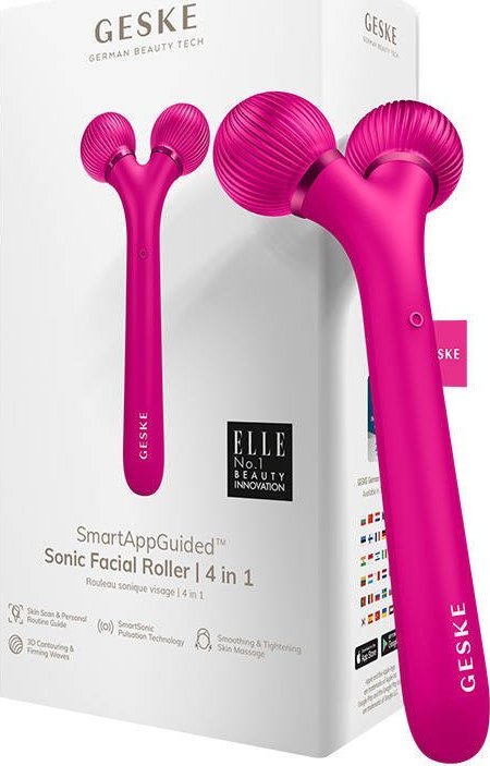 фото Звуковий масажер для обличчя Geske Sonic Facial Roller 4 in 1 Magenta (GK000040MG01)