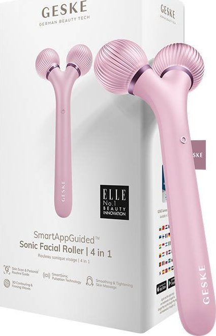 фото Звуковий масажер для обличчя Geske Sonic Facial Roller 4 in 1 Pink (GK000040PK01)