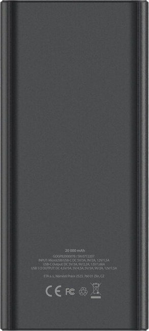 фото Зовнішній акумулятор (павербанк) Gogen PB200007B 20000mAh Black