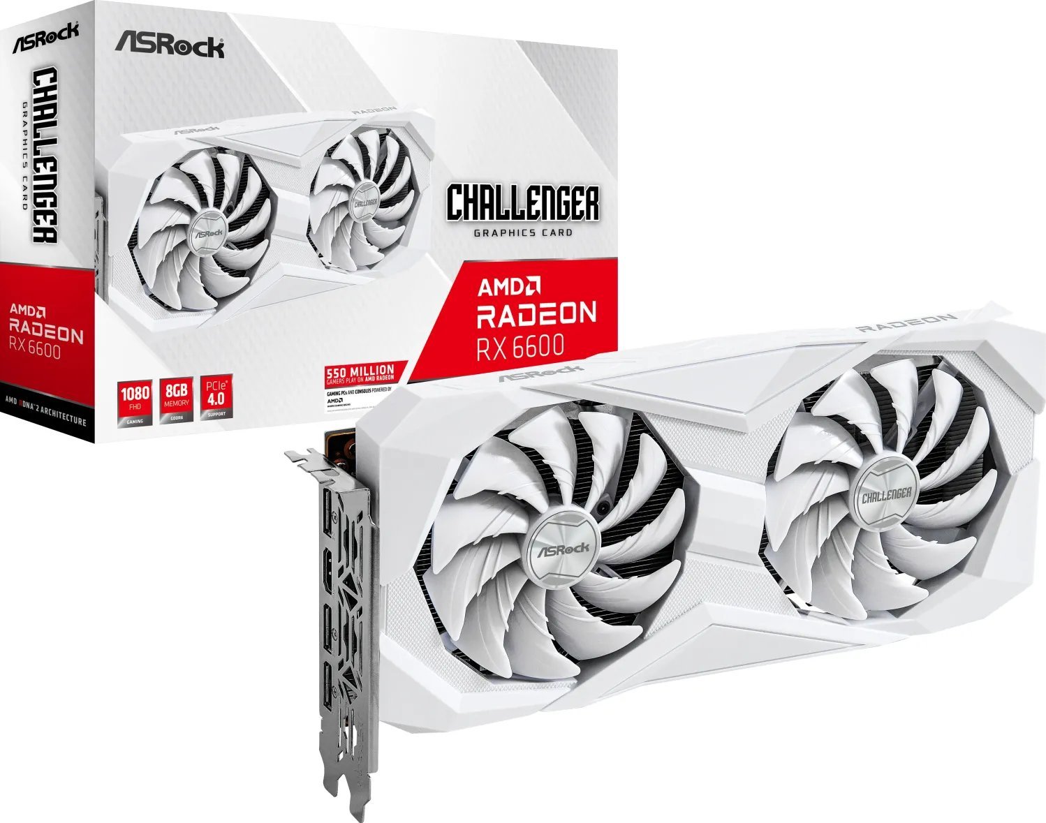 фото Відеокарта ASRock Radeon RX 6600 Challenger White 8GB (RX6600 CLW 8G)