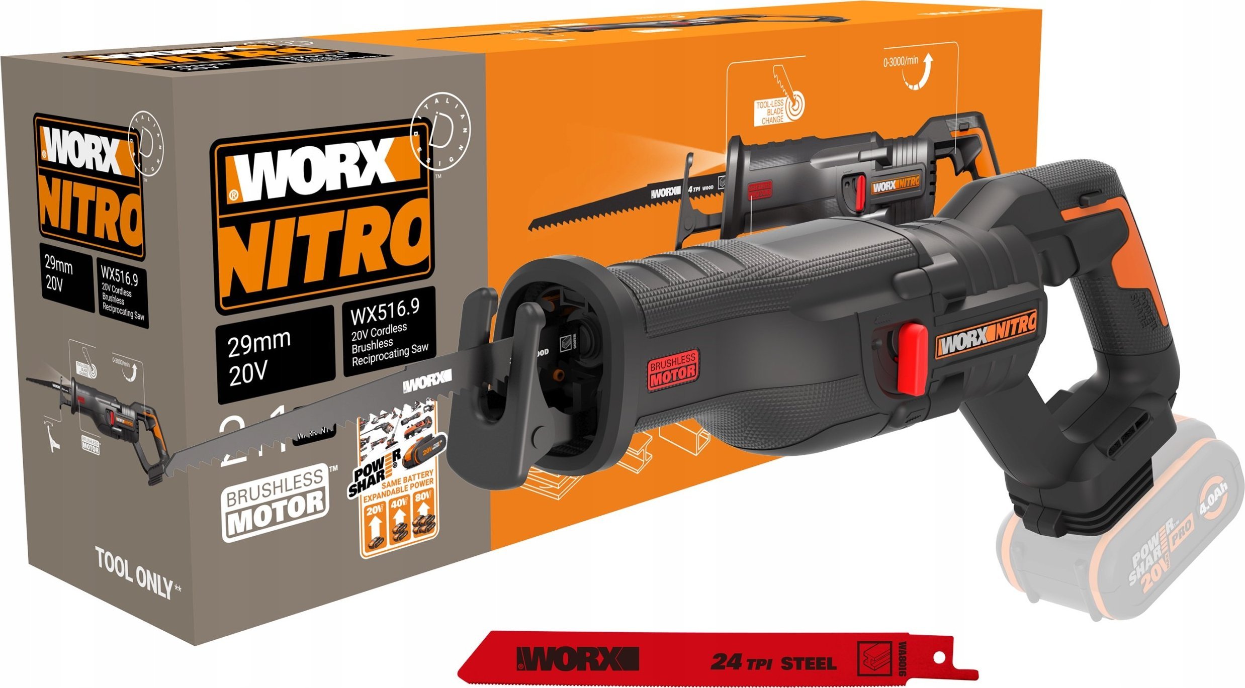 фото Шабельна пила Worx WX516.9