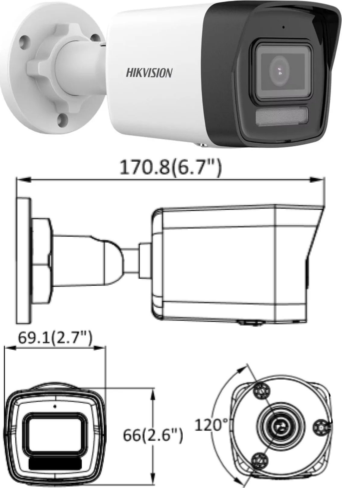 фото HD-TVI (Turbo HD) камера відеоспостереження Hikvision DS-2CD1043G2-LIU (2.8MM)
