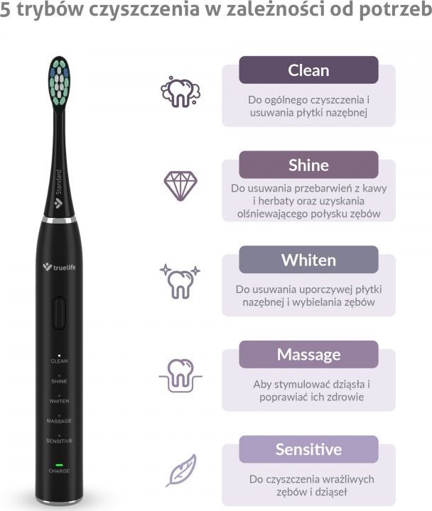 фото Електрична зубна щітка TrueLife SonicBrush Clean30 Black