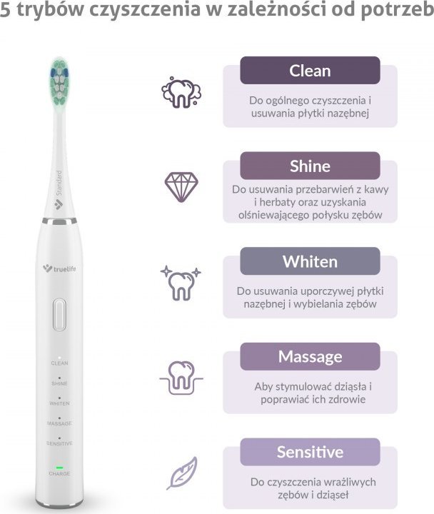 фото Електрична зубна щітка TrueLife SonicBrush Clean30 White