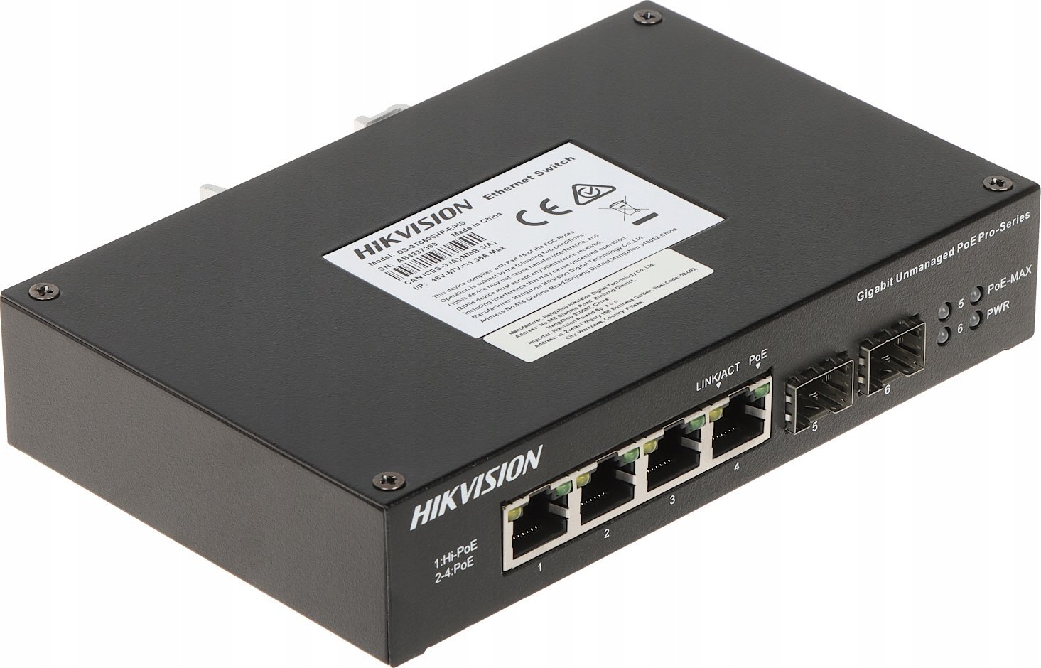 фото Комутатор некерований Hikvision DS-3T0506HP-E/HS