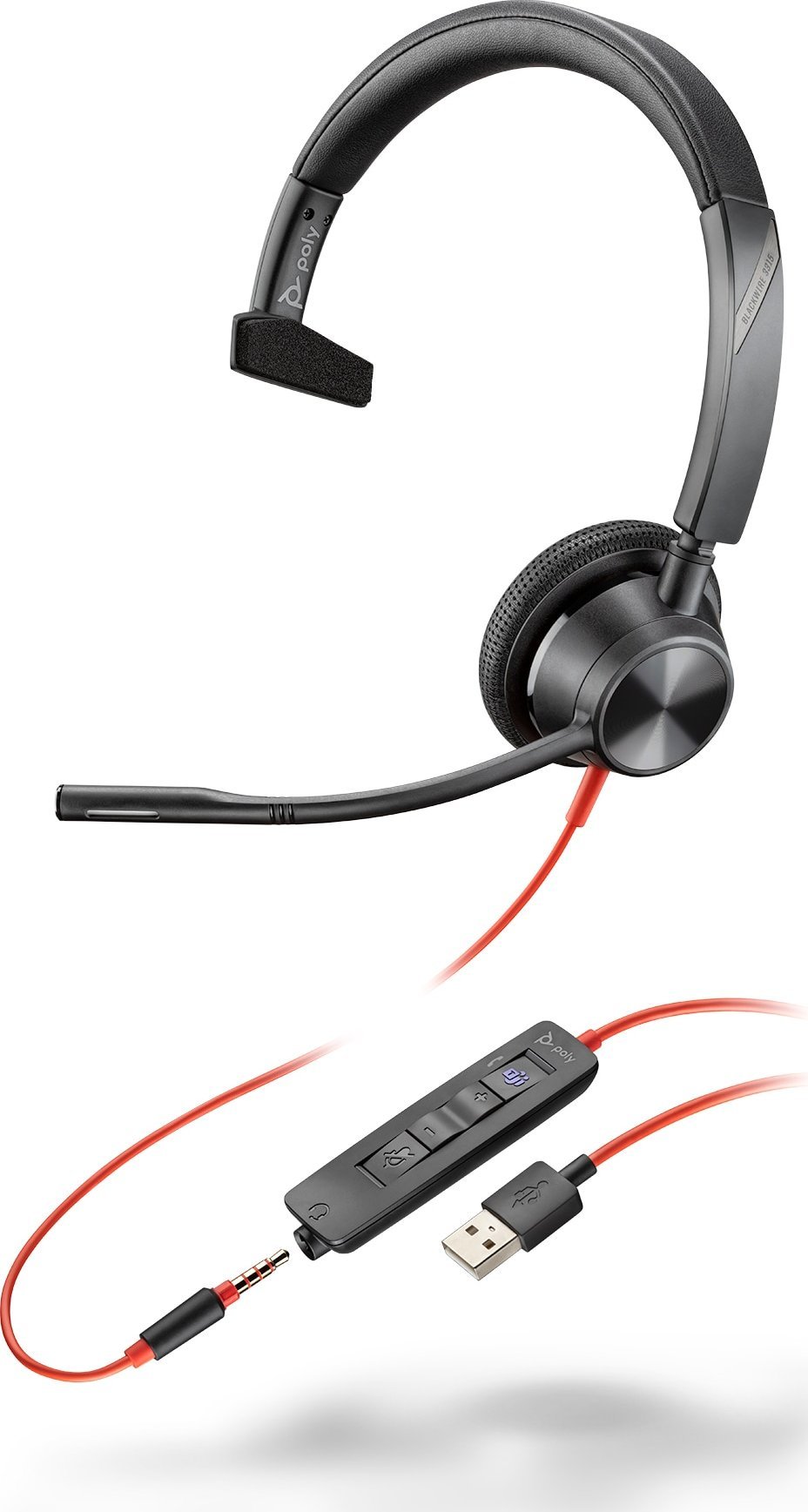 фото Навушники з мікрофоном Poly BlackWire C3315-M USB-A HS Mono Black (76J13AA)