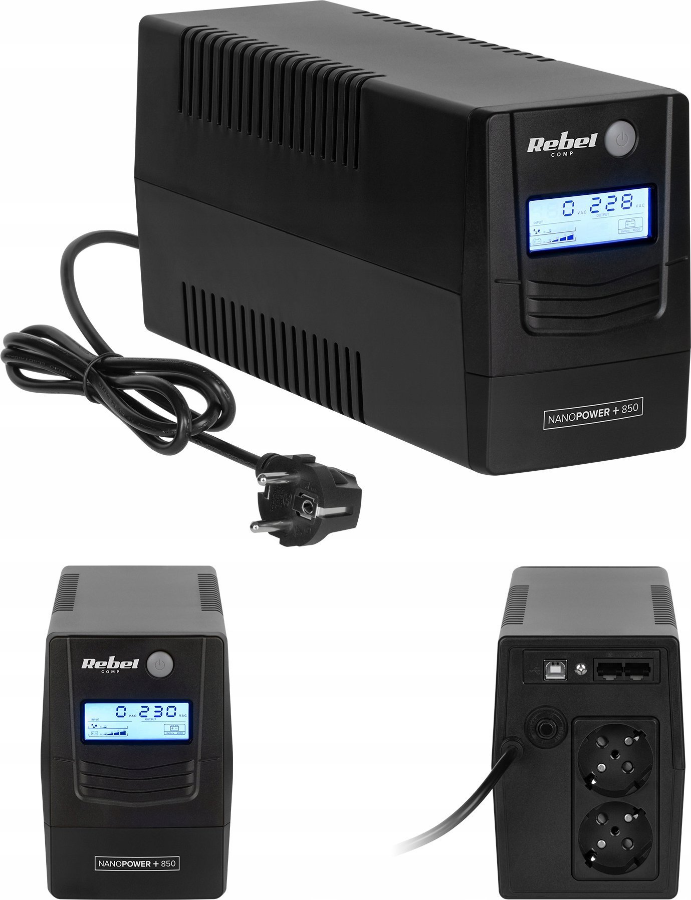 фото Лінійно-інтерактивний ДБЖ Rebel Nanopower Plus 850VA (RB-4024)