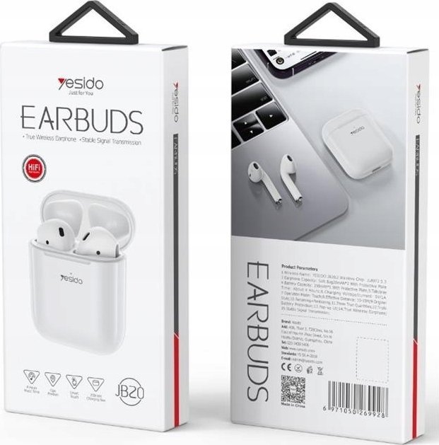 фото Навушники TWS Yesido JB20 BT White