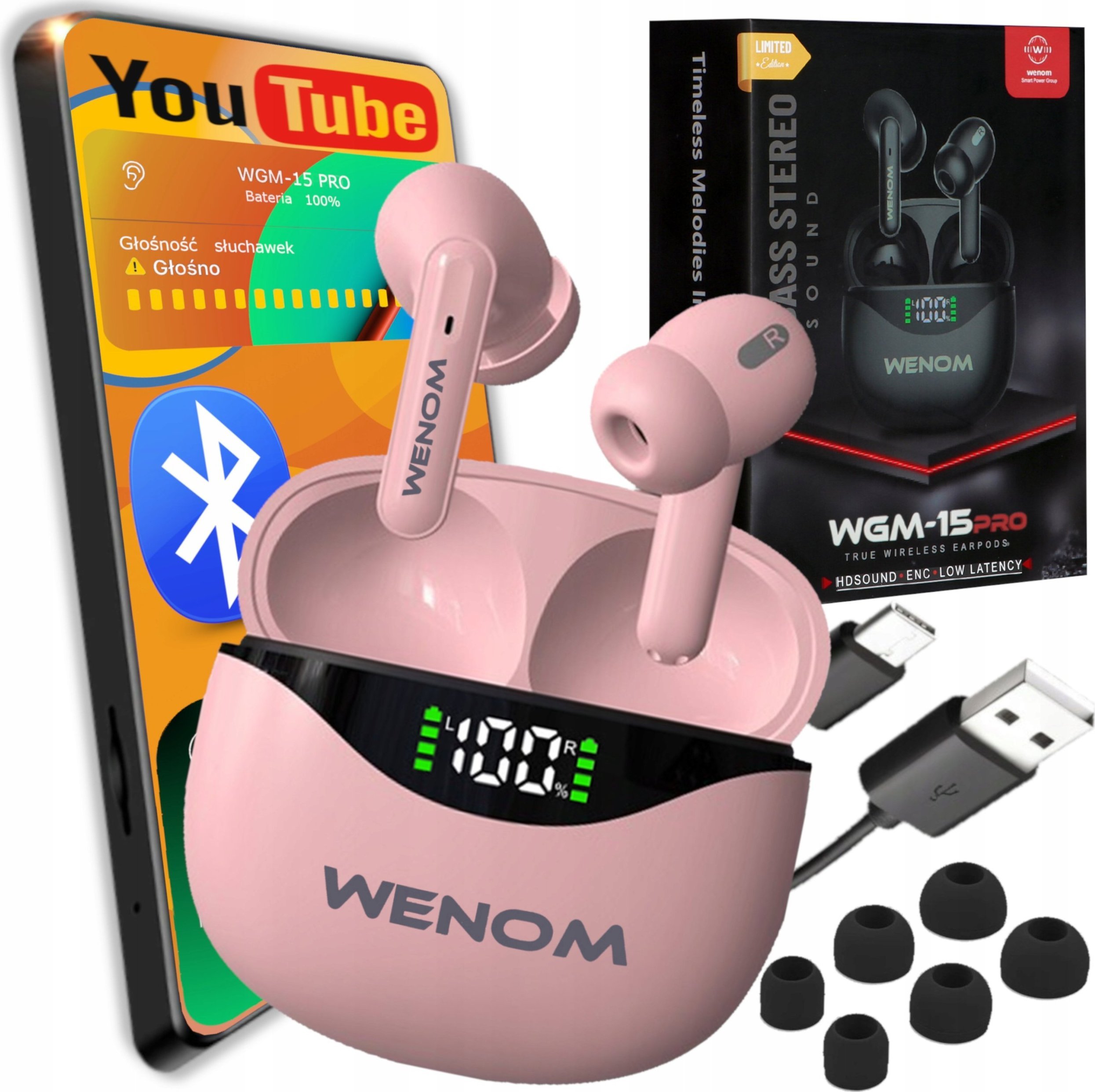 фото Навушники TWS Wenom 15 Pro Pink