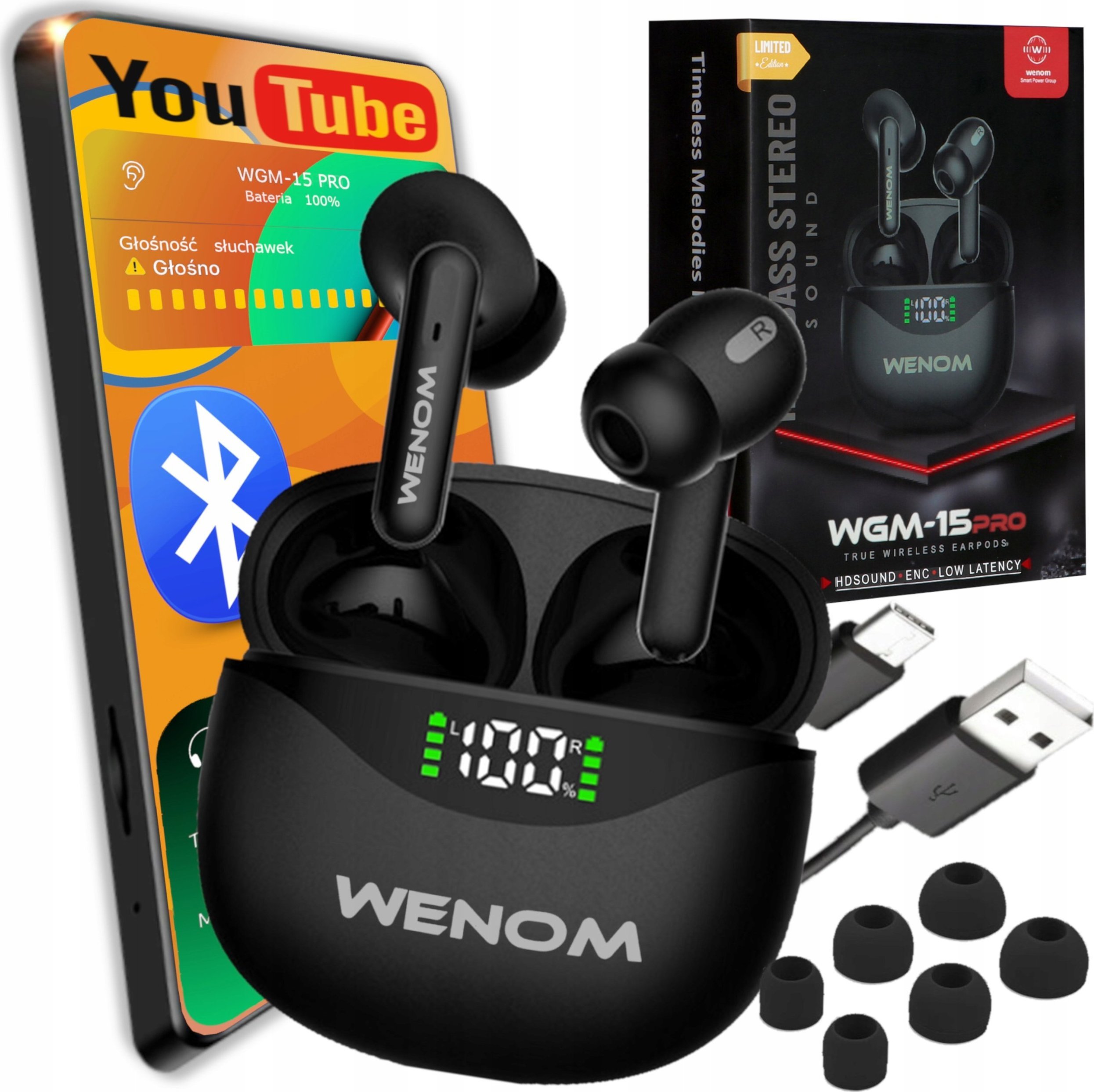 фото Навушники TWS Wenom 15 Pro Black