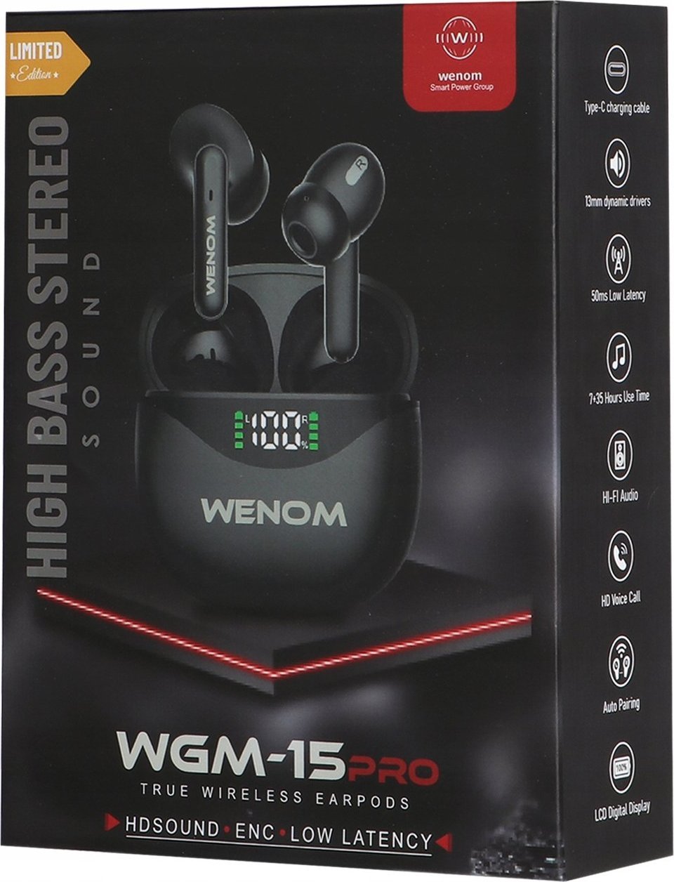 фото Навушники TWS Wenom 15 Pro Black