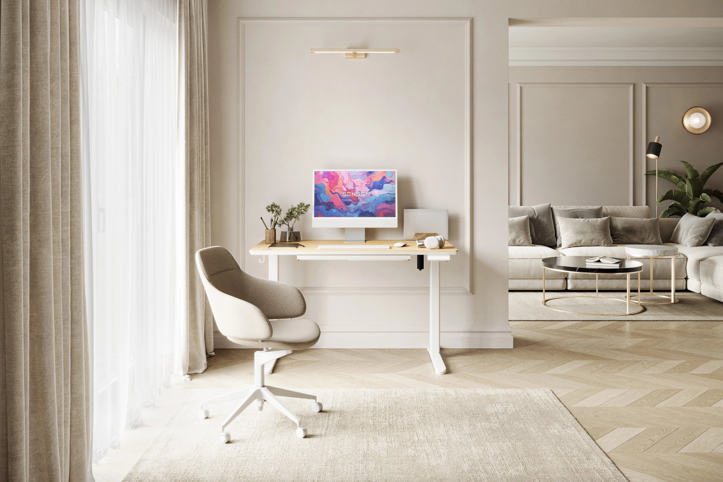 фото Геймерський ігровий стіл Sense7 Newai White/Beige