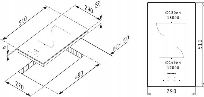 фото Індукційна варильна поверхня Pyramis PHC31210FMB