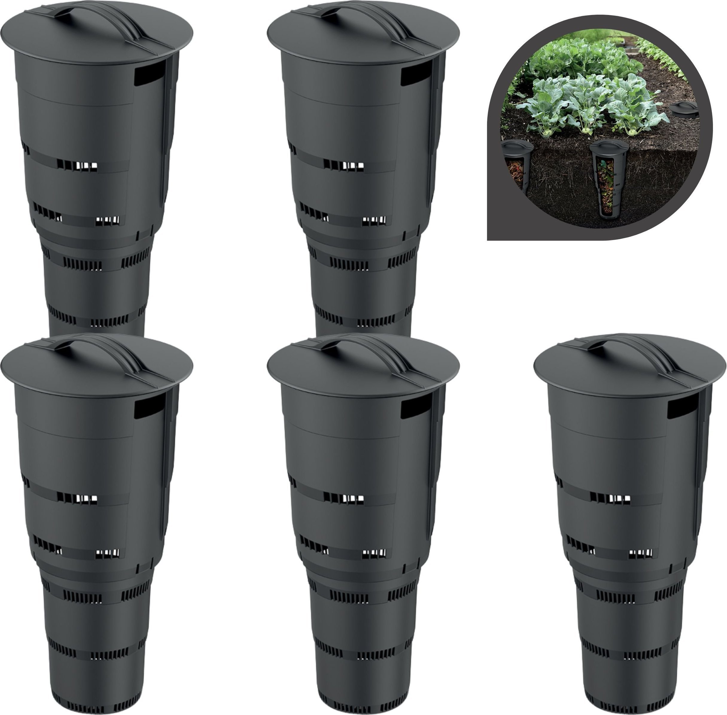 фото Компостер підземний Prosperplast Combisoil Black 11L 5-Pieces (ZS-IKUGL-S411X5)