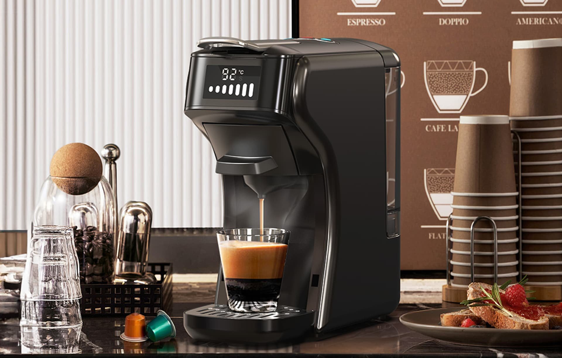 фото Капсульна кавоварка еспресо Hibrew H1B-juodas