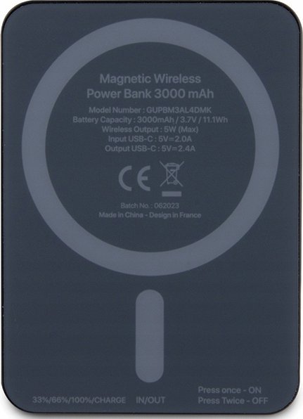 фото Зовнішній акумулятор (павербанк) Guess GUPBM3AL4DMK 3000mAh Black