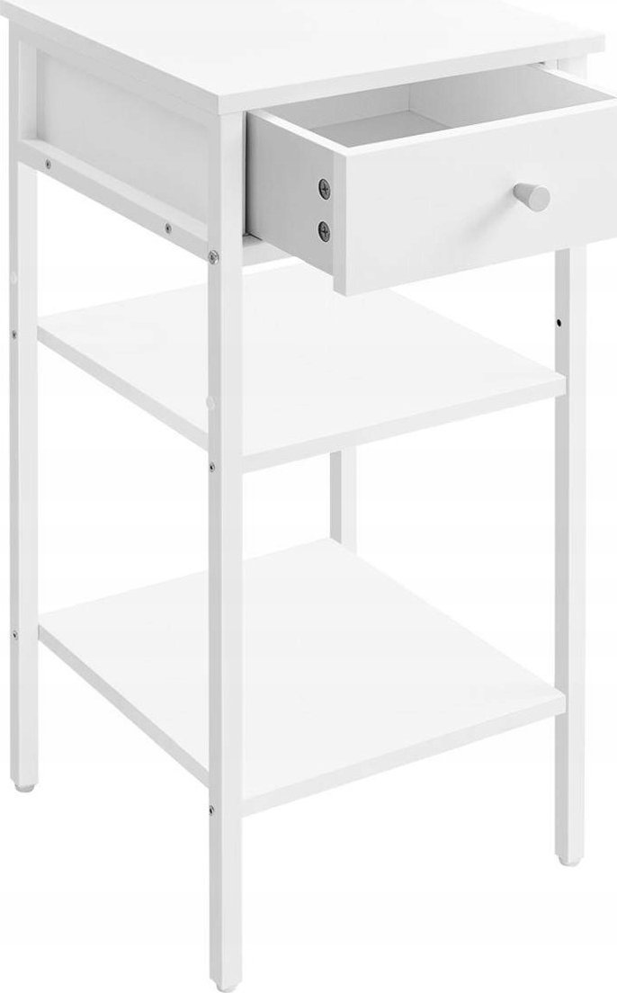 Vasagle Stolik nocny, stół końcowy, wysoki stół nocny z szufladą i 2 półki do przechowywania, oszczędność przestrzeni, przemysłowy stół