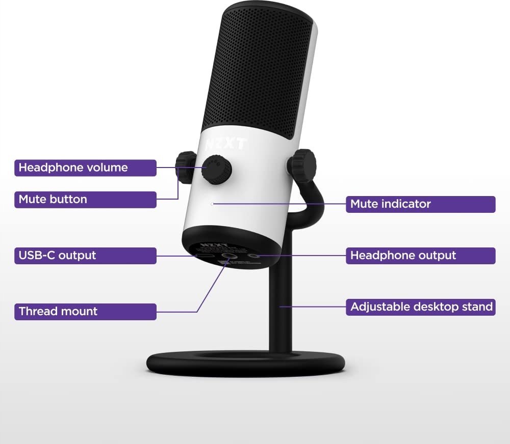 фото Мікрофон для ПК/ для стрімінгу, подкастів Nzxt Capsule Mini (AP-WMMIC-W1)