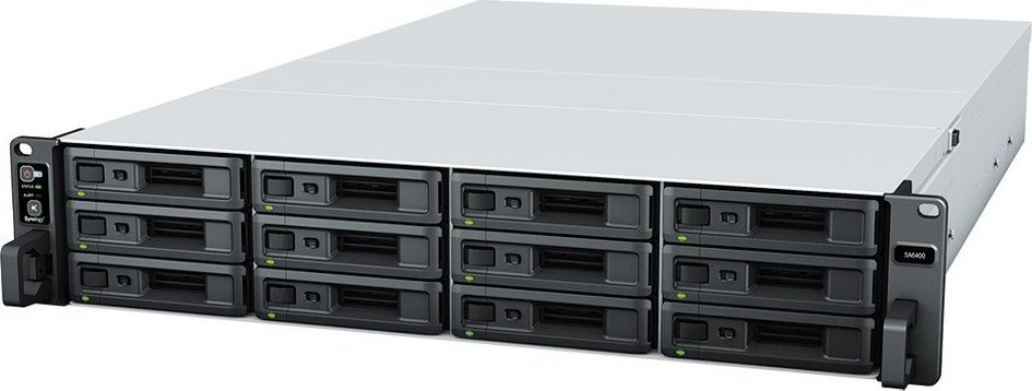 Serwer Synology Synology SA6400 - NAS-Server - 12 Schachte - Rack - einbaufahig - RAID RAID 0, 1, 5, 6, 10, JBOD, RAID F1 - RAM 32 GB - Gigabit Ethernet / 10 Gigabit Ethernet - iSCSI Support - 2U