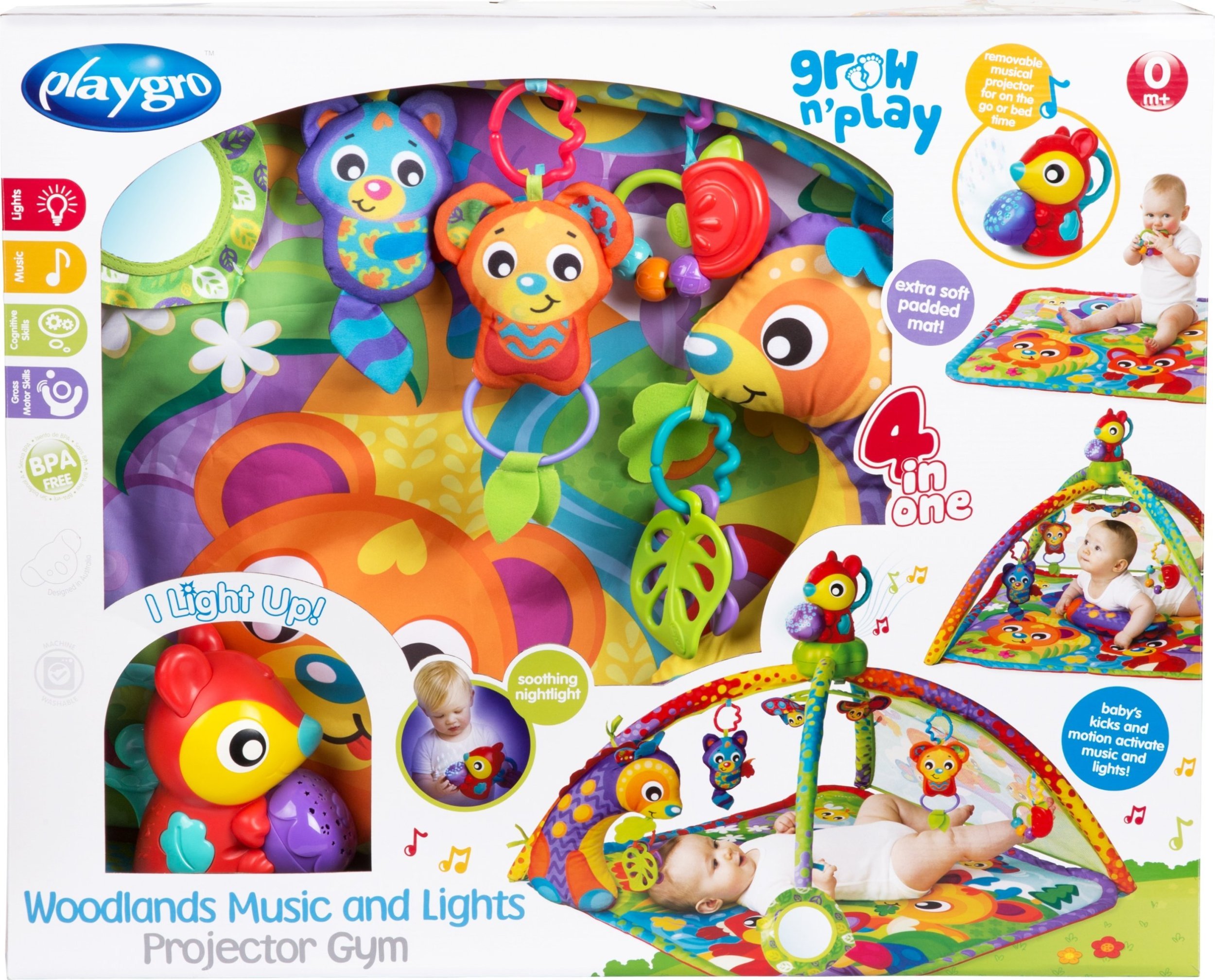 Playgro PLAYGRO žaidimų kilimėlis su muzika ir garsais Woodlands, 0186993