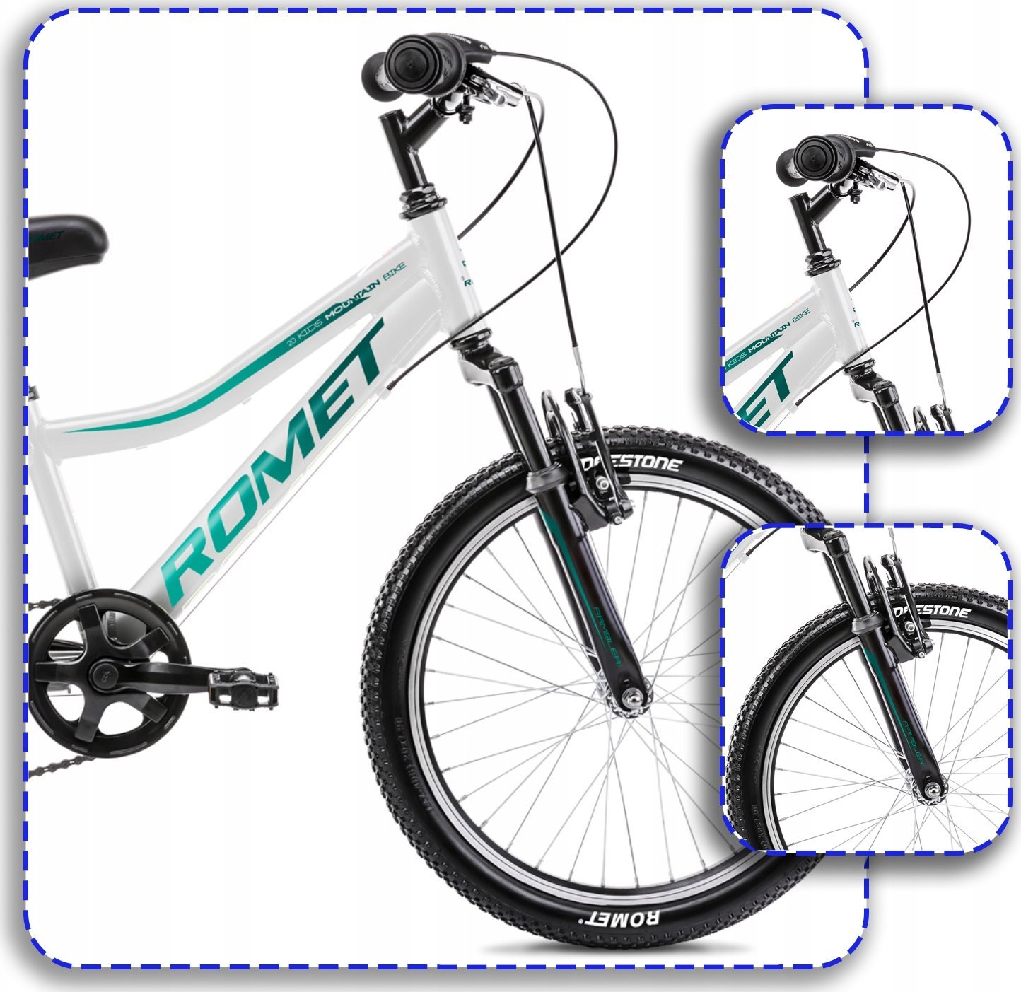 фото Дитячий двоколісний велосипед Romet KID 2 20 Alu 2022 Білосмарагдовий