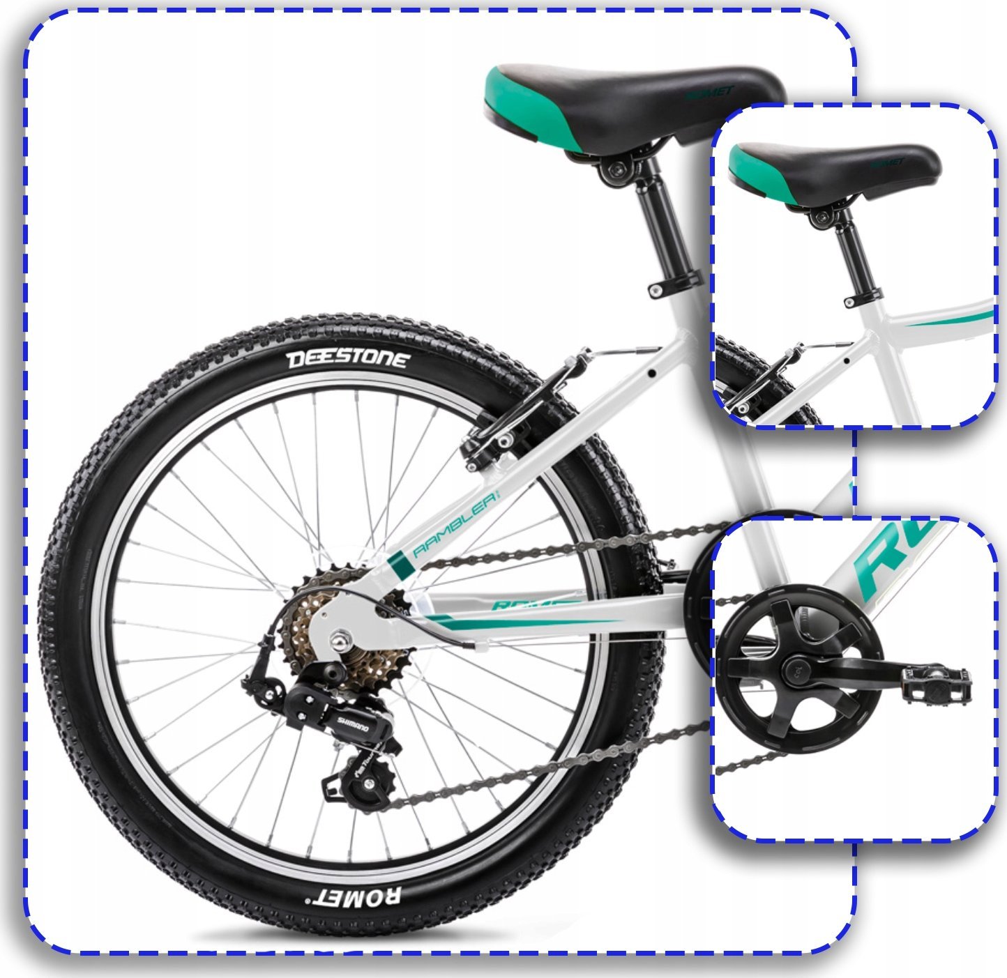 фото Дитячий двоколісний велосипед Romet KID 2 20 Alu 2022 Білосмарагдовий