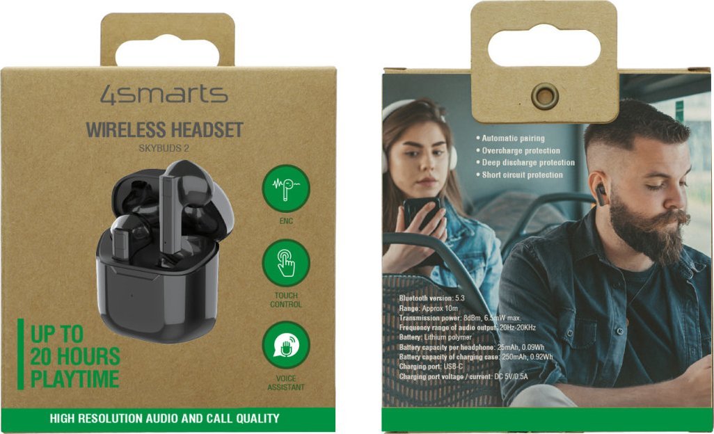 фото Навушники TWS 4smarts SkyBuds 2 ENC Black