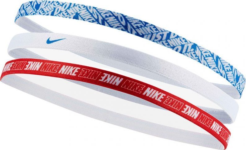 Nike Opaski na włosy Nike Printed Headbands 3 szt. niebieska, biała, czerwona N0002560495OS