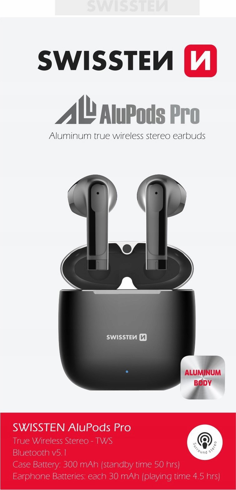 фото Навушники TWS Swissten Alupods Pro Black