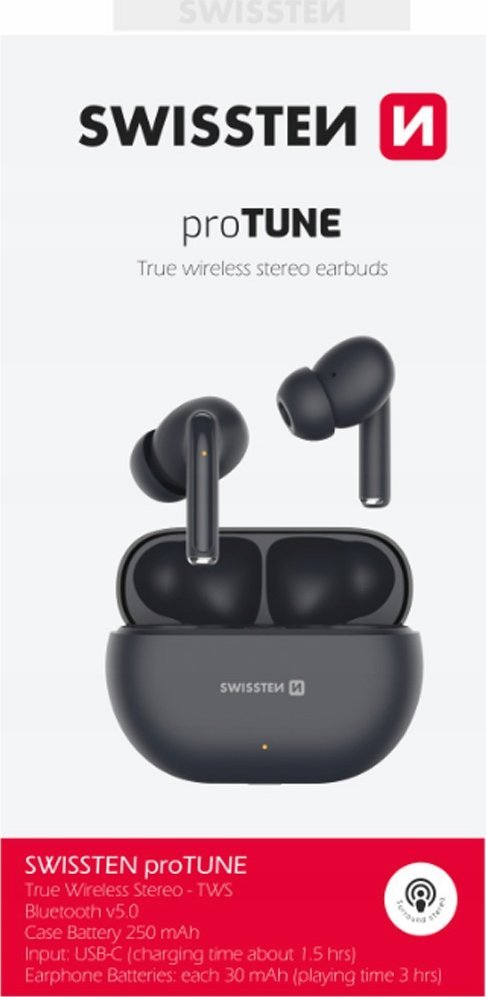 фото Навушники TWS Swissten Pro Tune Black