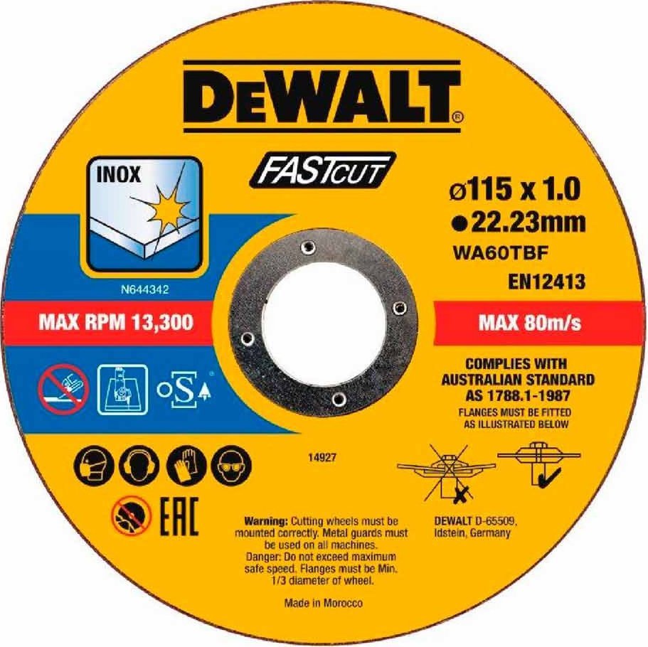 Dewalt Tarcza �cierna 115x1.0x22.2 INOX 10szt,p�aska,PUSZ