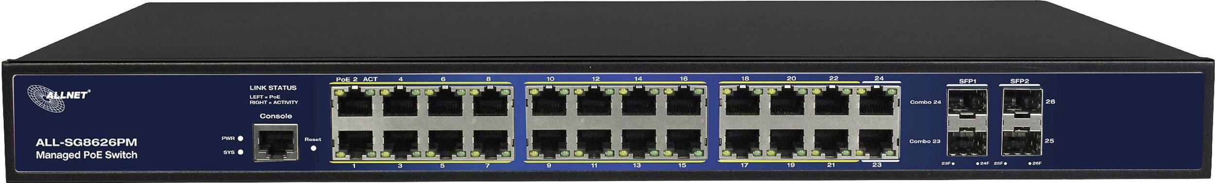 фото Комутатор керований 2 рівня Allnet ALL-SG8626PM POE+ M