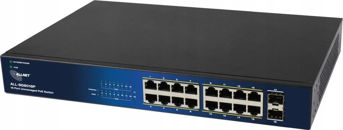 фото Комутатор керований 2 рівня Allnet ALL-SG8018P POE