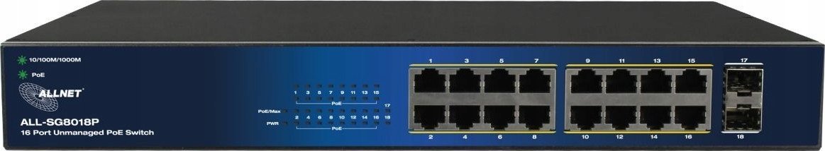 фото Комутатор керований 2 рівня Allnet ALL-SG8018P POE