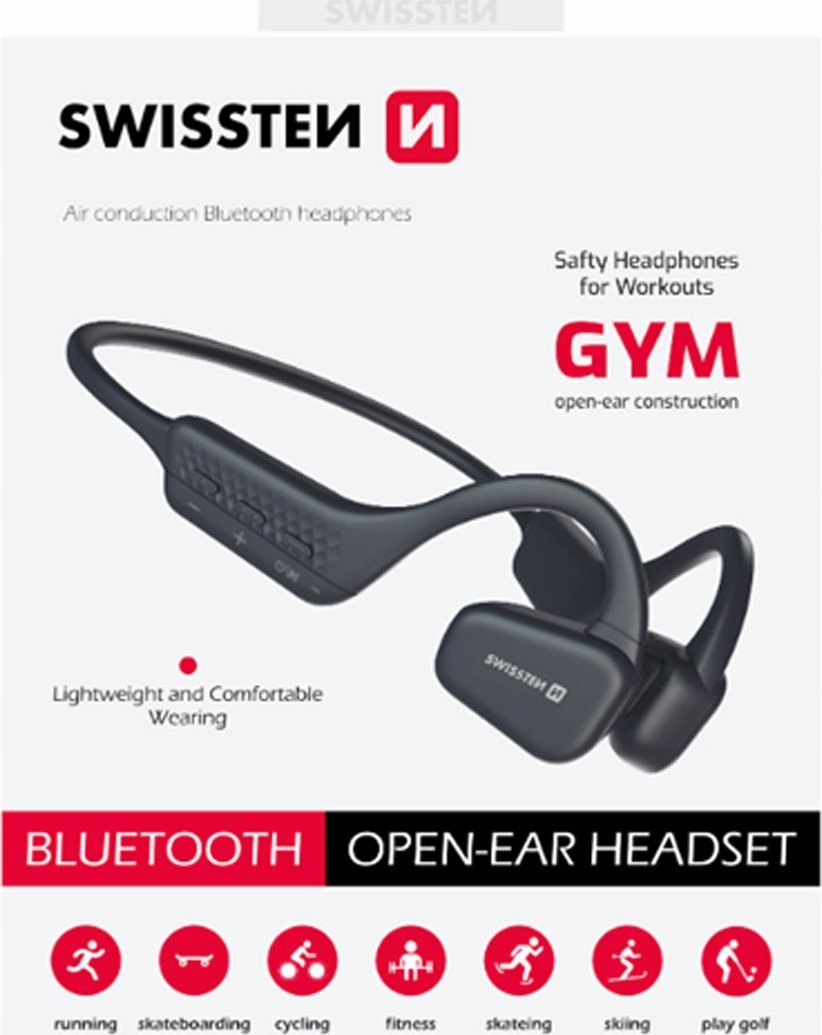 фото Навушники з мікрофоном Swissten Gym Air Conduction Black